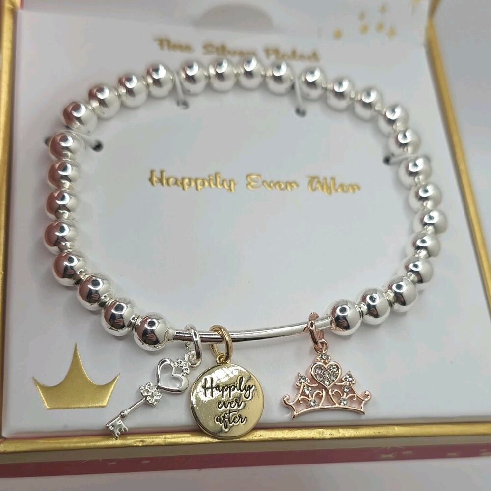 Disney Happily Ever After Silver Tone Charm Bracelet Style D51603TRT